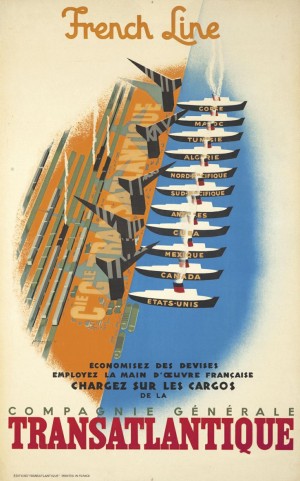 French Line Compagnie Generale Transatlantique poster